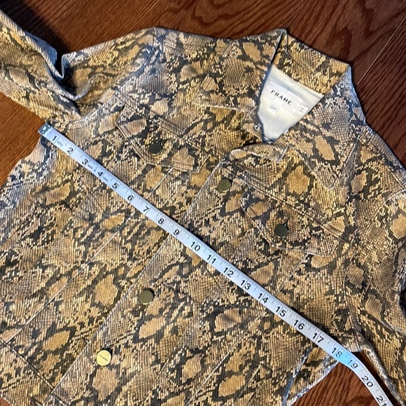 FRAME Le Vintage jacket coated python bomber / moto cotton stretch denim Small - Picture 15 of 17